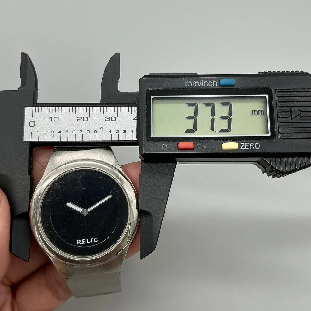 Relic Mens Watch 37mm Black Analog Digital Silver Tone For Parts Not Running